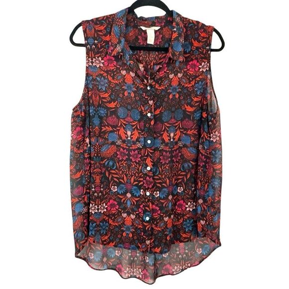 Sleeveless Semi-Shear Hi-Lo Blouse  14 - Picture 1 of 6